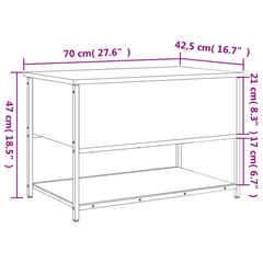 Brown Oak Storage Bench - 70x42.5x47 cm, Engineered Wood with Metal Frame, Versatile & Sturdy with Ample Storage Space