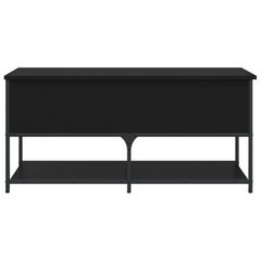 Black Engineered Wood Storage Bench - 100x42.5x47 cm | Versatile & Sturdy Hallway Organizer with Adjustable Feet