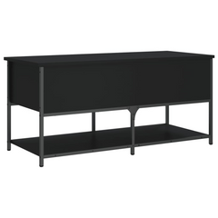 Black Engineered Wood Storage Bench - 100x42.5x47 cm | Versatile & Sturdy Hallway Organizer with Adjustable Feet