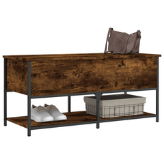 Storage Bench with Shelves in Smoked Oak - 100x42.5x47 cm