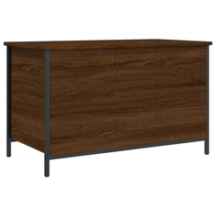 Brown Oak Storage Bench - 80x42.5x50 cm Sturdy Engineered Wood & Metal Frame