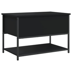 Stylish and Functional Black Storage Bench - 70x42.5x47 cm, Engineered Wood