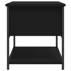 Stylish and Functional Black Storage Bench - 70x42.5x47 cm, Engineered Wood