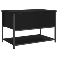 Stylish and Functional Black Storage Bench - 70x42.5x47 cm, Engineered Wood