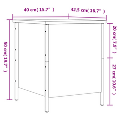 Smoked Oak Storage Bench - 40x42.5x50 cm - Engineered Wood with Sturdy Metal Frame