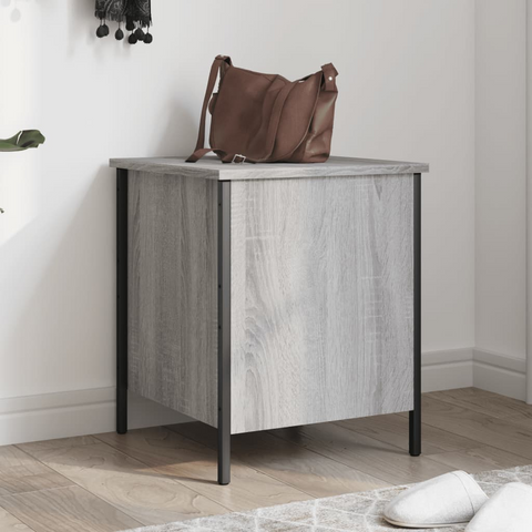 Grey Sonoma Storage Bench 40x42.5x50 cm - Engineered Wood & Metal - Multi-Purpose Entryway, Bedroom, or Living Room Furniture