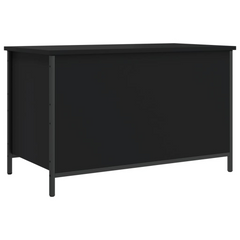 Black Storage Bench | 80x42.5x50 cm | Engineered Wood | Multi-functional & Elegant Seating with Ample Storage