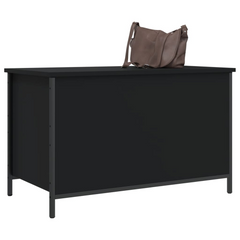 Black Storage Bench | 80x42.5x50 cm | Engineered Wood | Multi-functional & Elegant Seating with Ample Storage