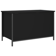 Black Storage Bench | 80x42.5x50 cm | Engineered Wood | Multi-functional & Elegant Seating with Ample Storage