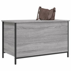 Storage Bench in Grey Sonoma 80x42.5x50 cm | Stylish Engineered Wood with Metal Frame | Multi-purpose Seating & Storage Solution