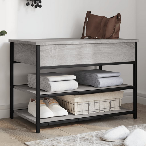 Shoe Bench Grey Sonoma 70x42.5x50 cm - Stylish and Functional Engineered Wood Storage Solution