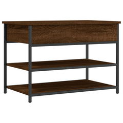 Brown Oak Shoe Bench with Storage | 70x42.5x50 cm Engineered Wood | Sturdy & Stylish Entryway Organizer