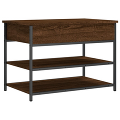 Brown Oak Shoe Bench with Storage | 70x42.5x50 cm Engineered Wood | Sturdy & Stylish Entryway Organizer