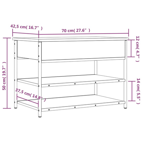 Brown Oak Shoe Bench with Storage | 70x42.5x50 cm Engineered Wood | Sturdy & Stylish Entryway Organizer