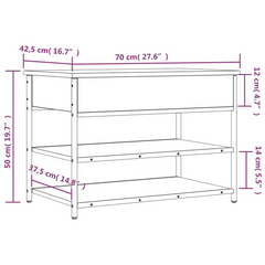 Brown Oak Shoe Bench with Storage | 70x42.5x50 cm Engineered Wood | Sturdy & Stylish Entryway Organizer