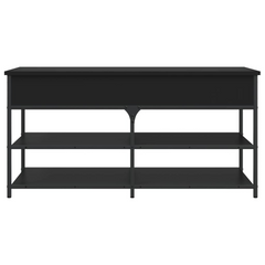 Black Shoe Bench – Durable Engineered Wood & Metal Frame, 100x42.5x50 cm, Storage Solution for Hallway & Living Room