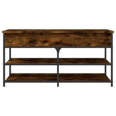 Smoked Oak Shoe Bench - 100x42.5x50 cm Engineered Wood with Metal Frame - Ample Storage & Adjustable Feet