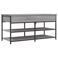 Stylish Grey Sonoma Shoe Bench, 100x42.5x50 cm, Durable Engineered Wood & Metal Frame