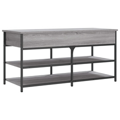 Stylish Grey Sonoma Shoe Bench, 100x42.5x50 cm, Durable Engineered Wood & Metal Frame