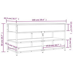 Stylish Grey Sonoma Shoe Bench, 100x42.5x50 cm, Durable Engineered Wood & Metal Frame