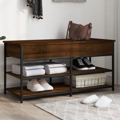 Shoe Bench with Storage - Brown Oak, Engineered Wood, 100x42.5x50 cm, Sturdy & Versatile