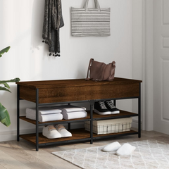 Shoe Bench with Storage - Brown Oak, Engineered Wood, 100x42.5x50 cm, Sturdy & Versatile