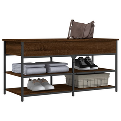 Shoe Bench with Storage - Brown Oak, Engineered Wood, 100x42.5x50 cm, Sturdy & Versatile