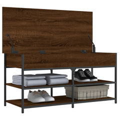 Shoe Bench with Storage - Brown Oak, Engineered Wood, 100x42.5x50 cm, Sturdy & Versatile