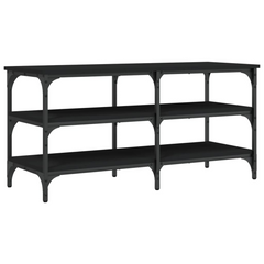 Black Shoe Bench with Storage | 100x38.5x49 cm | Engineered Wood & Metal Frame