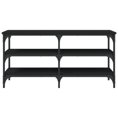 Black Shoe Bench with Storage | 100x38.5x49 cm | Engineered Wood & Metal Frame