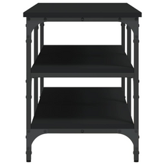 Black Shoe Bench with Storage | 100x38.5x49 cm | Engineered Wood & Metal Frame