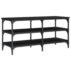 Black Shoe Bench with Storage | 100x38.5x49 cm | Engineered Wood & Metal Frame