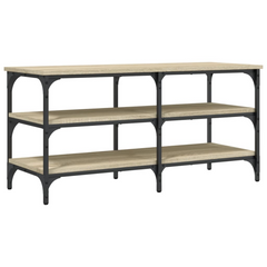 Stylish Shoe Bench in Sonoma Oak Finish – 100x38.5x49 cm | Engineered Wood & Metal | 3-Tier Storage Shelves