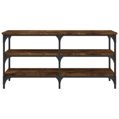 Smoked Oak Shoe Bench - 100x38.5x49 cm, Engineered Wood with Metal Frame, 3-Tier Storage, Adjustable Feet