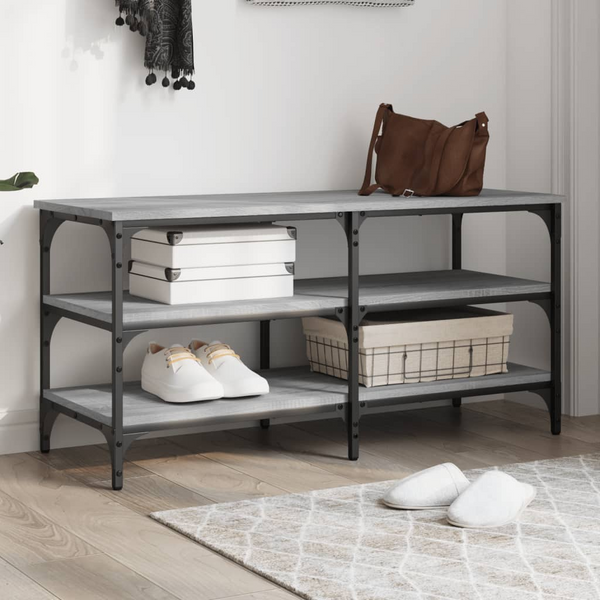 Shoe Bench Grey Sonoma 100x38.5x49 cm Engineered Wood - Sturdy and Stylish Shoe Bench with Ample Storage Space