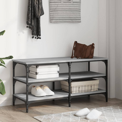 Shoe Bench Grey Sonoma 100x38.5x49 cm Engineered Wood - Sturdy and Stylish Shoe Bench with Ample Storage Space