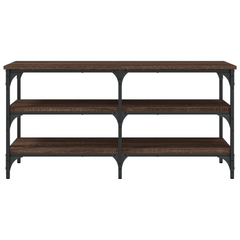 Brown Oak Shoe Bench - 100x38.5x49 cm, Engineered Wood & Metal Frame, Versatile Storage Solution