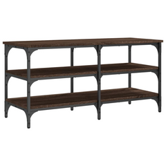 Brown Oak Shoe Bench - 100x38.5x49 cm, Engineered Wood & Metal Frame, Versatile Storage Solution