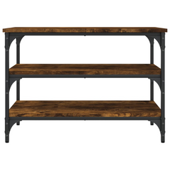 Smoked Oak Shoe Bench - 3-Tier Storage, Engineered Wood with Metal Frame, 70x38.5x49 cm