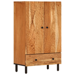 Highboard - 60x33x100 cm - Solid Acacia Wood Cabinet with Iron Legs - Elegant and Practical Storage Solution for Home or Office