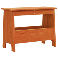 Wax Brown Hall Bench - Solid Pine Wood, 60x28x45 cm - Rustic Entryway Bench with Storage Shelf