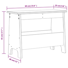 Wax Brown Hall Bench - Solid Pine Wood, 60x28x45 cm - Rustic Entryway Bench with Storage Shelf