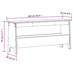 Hall Bench in Wax Brown – Solid Pine Wood, 100x28x45 cm – Stylish & Functional Entryway Furniture