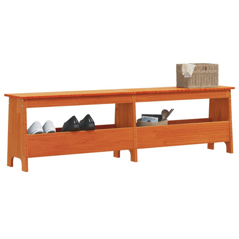 Wax Brown Solid Wood Pine Hall Bench - 160x28x45 cm with Ample Storage and Rustic Charm