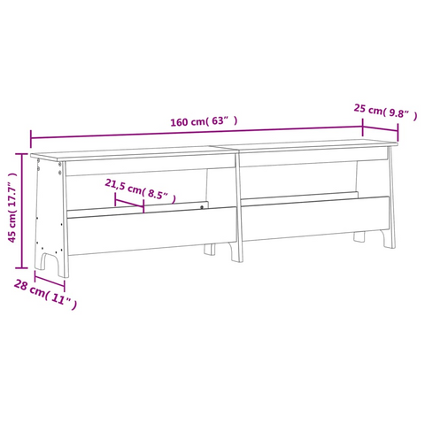 Wax Brown Solid Wood Pine Hall Bench - 160x28x45 cm with Ample Storage and Rustic Charm