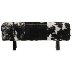 Bench Black and White 110x30x45 cm Real Goat Leather