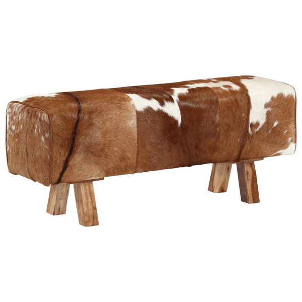 Bench Brown and White 110x30x45 cm Real Goat Leather - Stylish and Timeless Design