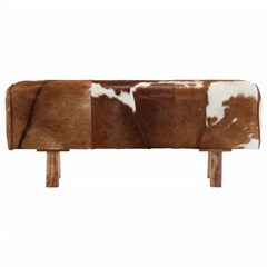 Bench Brown and White 110x30x45 cm Real Goat Leather - Stylish and Timeless Design