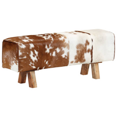 Bench Brown and White 110x30x45 cm Real Goat Leather - Stylish and Timeless Design