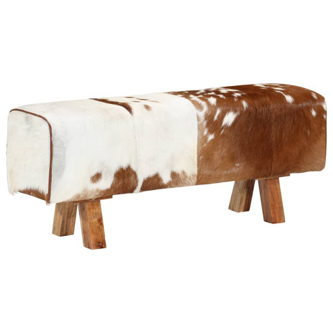 Bench Brown and White 110x30x45 cm Real Goat Leather - Stylish and Timeless Design